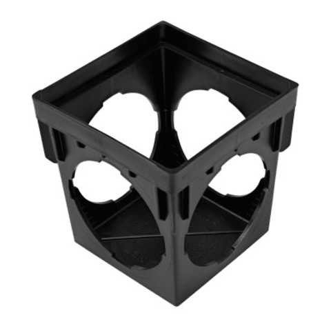 9" Black Square Catch Basin Drain With 4 Openings