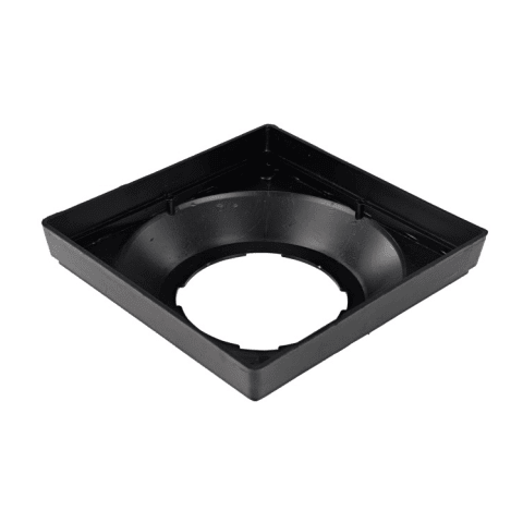12" Black Square Low-Profile Adapter Drain, Connects to 3" to 8" Drain Pipes