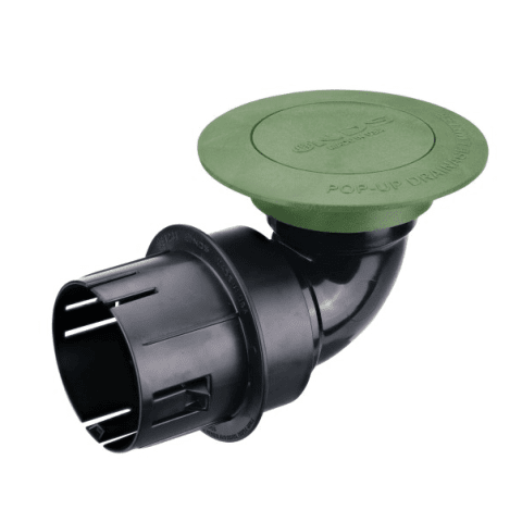 430, Green Plastic Spring Loaded Pop-Up Drainage Emitter w/ Elbow for 3" & 4" Pipes