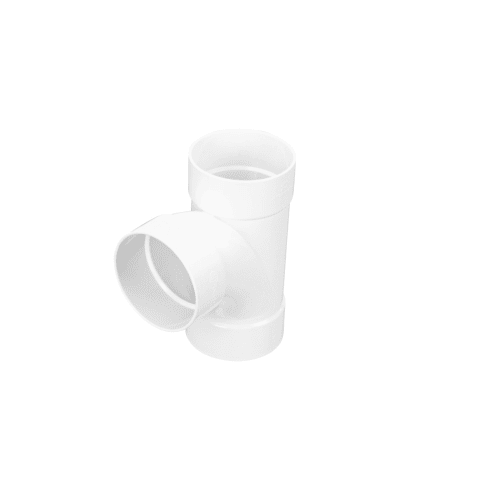 4" White Hub x Hub x Hub PVC S&D Sanitary Tee