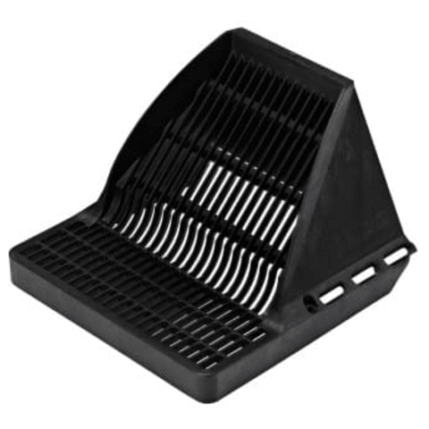 900DSG, 9" Black Plastic Square Downspout Defender Catch Basin Drain Grate