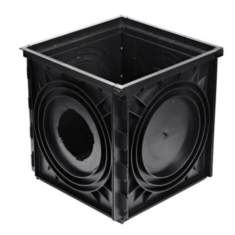 1800, 18" Black Expandable Catch Basin Drain with 2 Openings