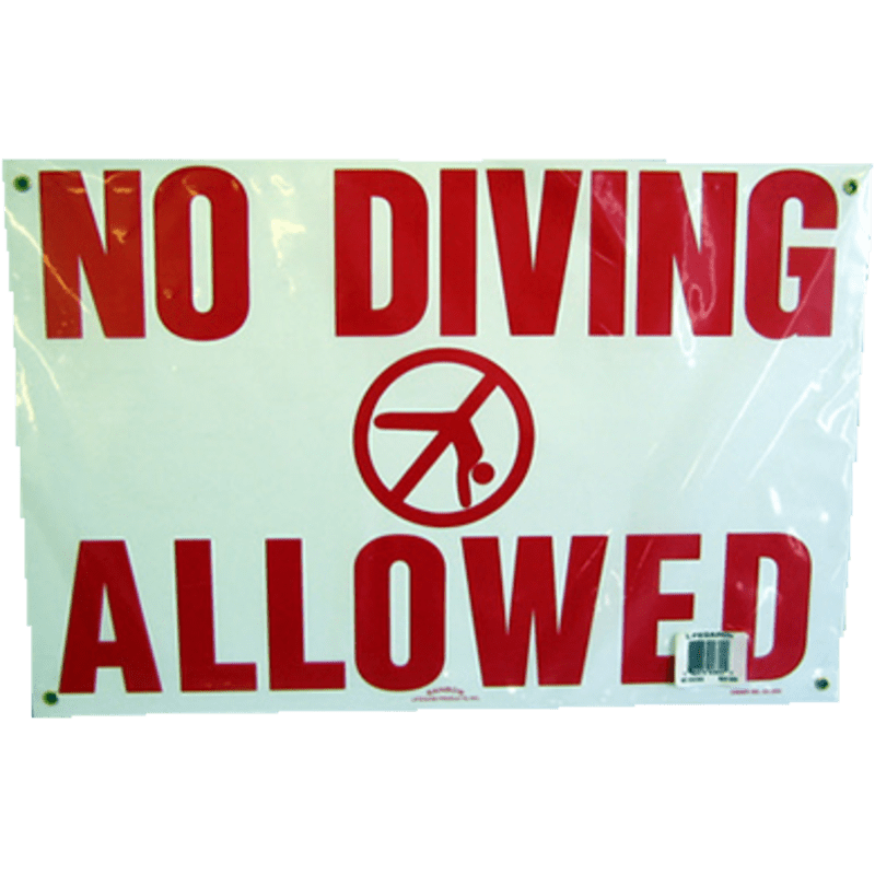 Sign No Diving With Image 12"x18"