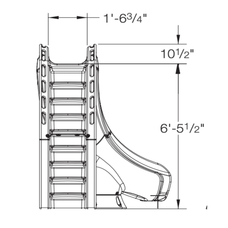 Typhoon Complete Slide, Left Turn - Gray Granite