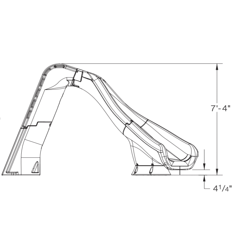Typhoon Complete Slide, Left Turn - Gray Granite