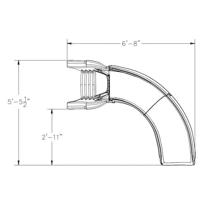 Cyclone Complete Pool Slide, Right Turn - Granite Gray