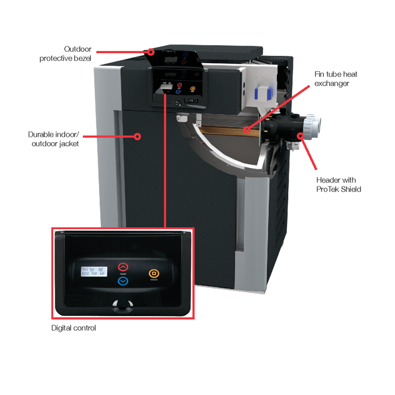 Pool Heater, 399K BTU, Natural Gas, Digital IID, Cupro-Nickel Heat Exchanger P-R406A-EN-X