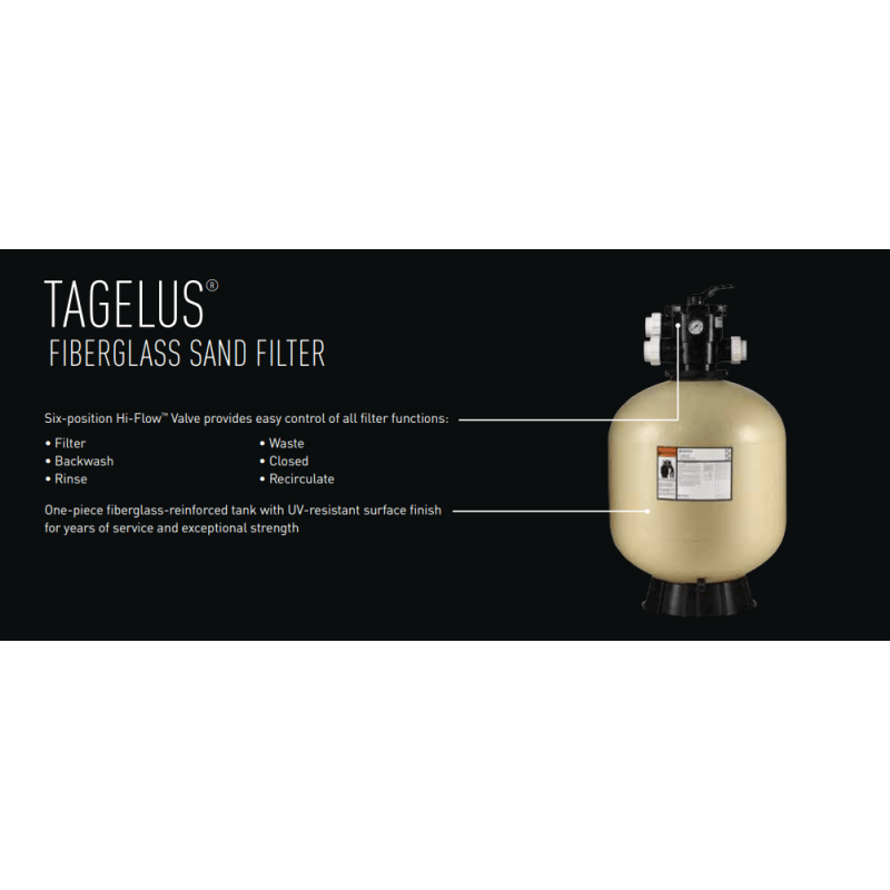 Tagelus TA60D 24" Pool Sand Filter with Top Mount 1-1/2" Multiport Valve