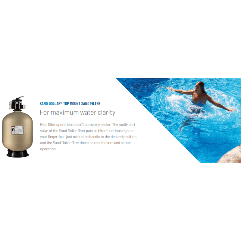 Sand Dollar SD80 26" Pool Sand Filter With Top Mount  1-1/2" Multiport Valve