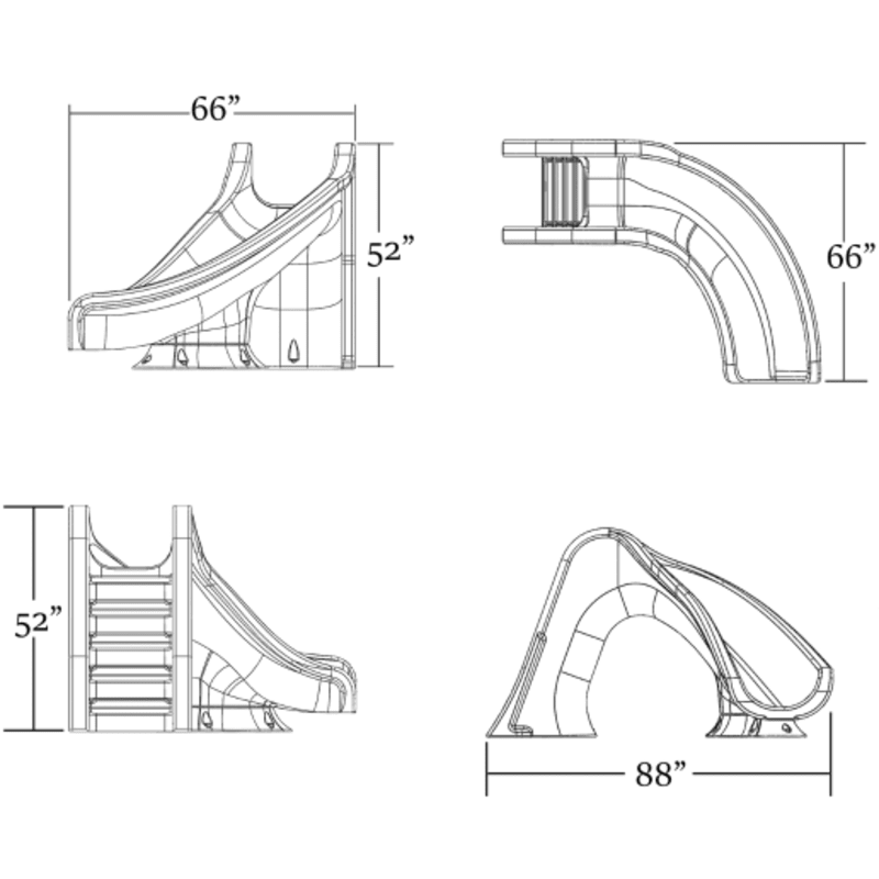 Splash Water Slide Right Turn, Gray Granite