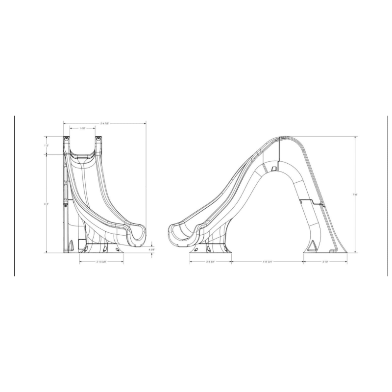 Tidal Wave Pool Slide, Gray Granite, Right Turn