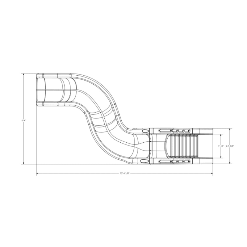 Riptide Pool Slide - Grey, Right turn GPPSRT-GREY-R