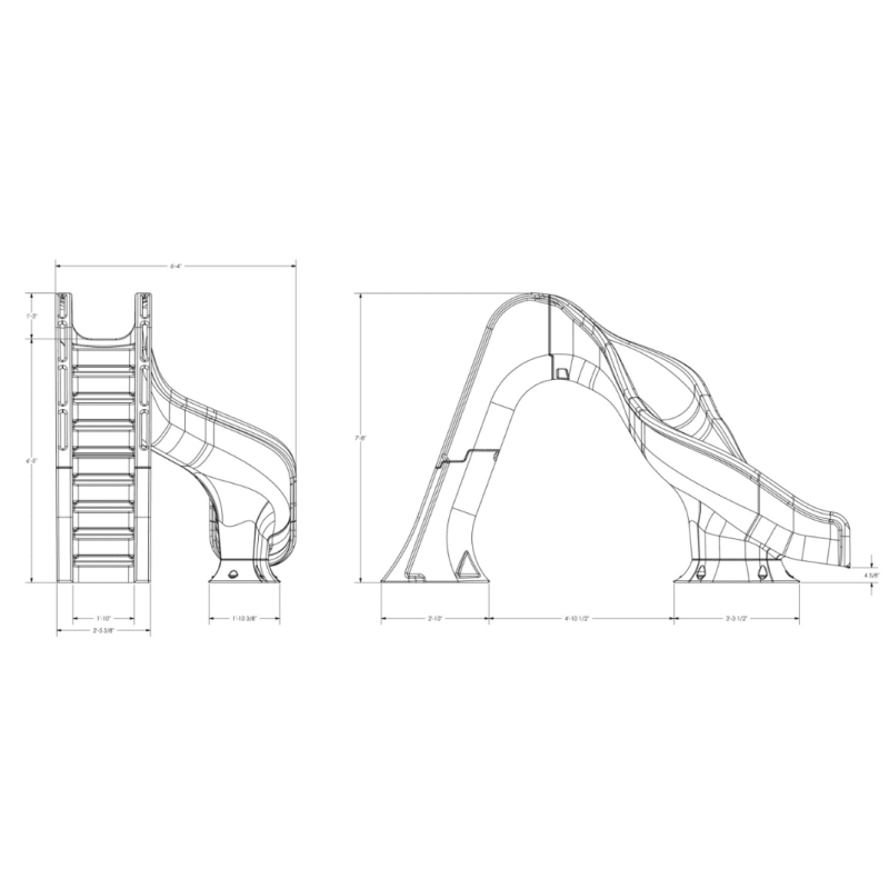 Riptide Pool Slide - Grey with light package, Right turn GPPSRT-GREY-R-LED