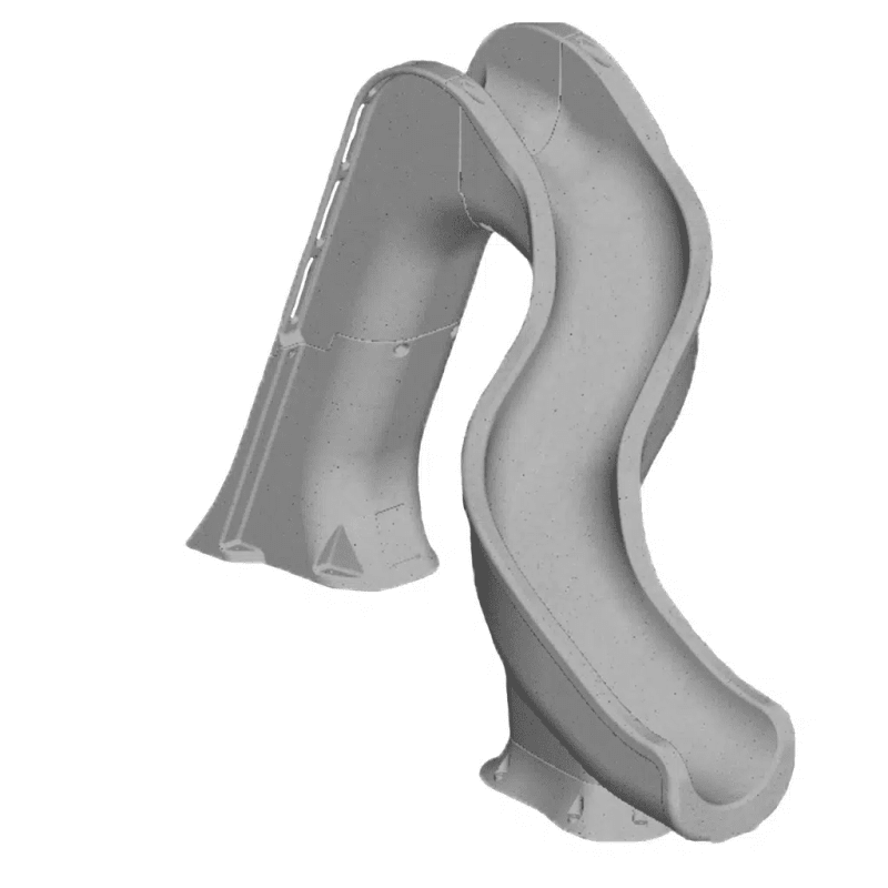 Riptide Pool Slide - Grey with light package, Right turn GPPSRT-GREY-R-LED