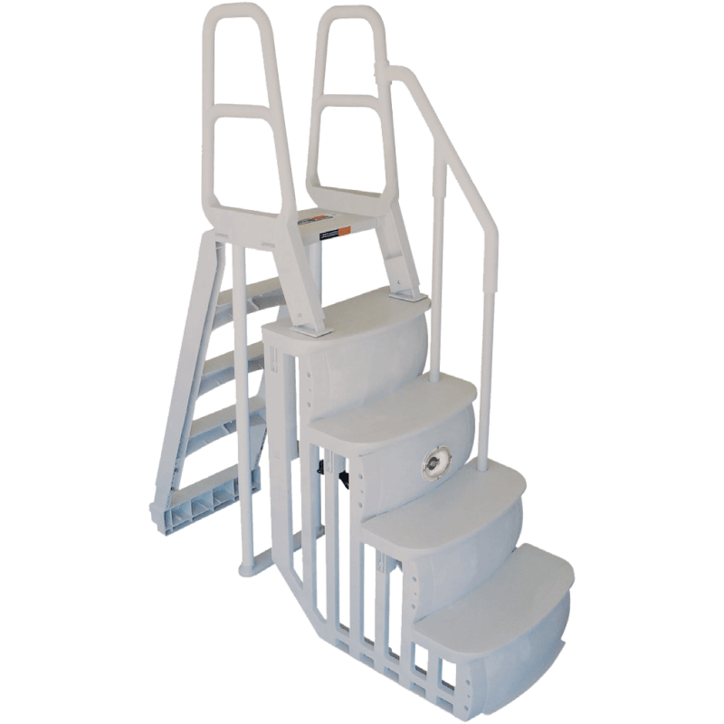 Smart Choice 24" Wide Outside Ladder With Smart Step, Single Handrail - Taupe Color