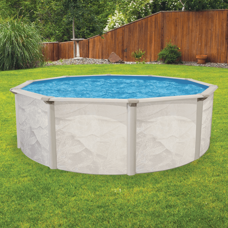 18' Round Essex Above Ground Pool Package, 52" Wall, Blue Overlap Liner, 16" Sand Filter System, 3/4 HP Pump, A-Frame Ladder, and Skimmer - Complete Package