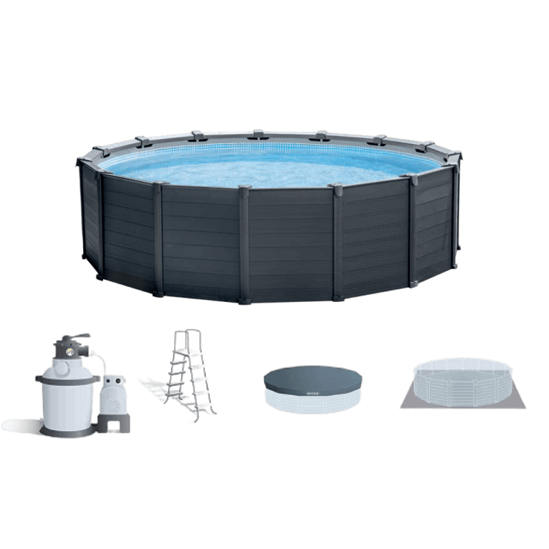 18' 8" x 52" Round Above Ground Swimming Pool Set With Sand Filter Pump & Ladder