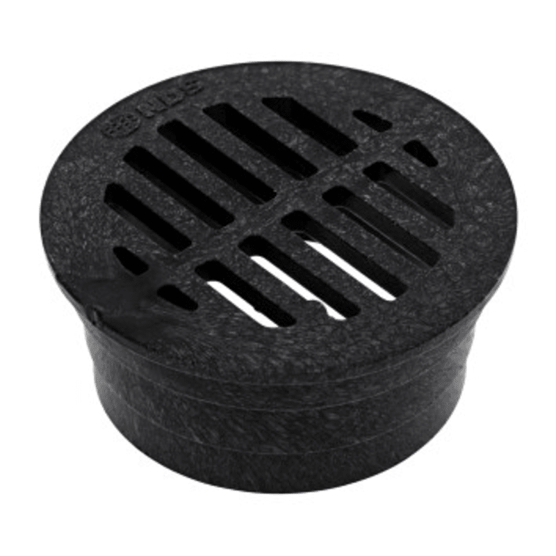 3" Black Plastic Round Grate, Connects To 3" Drain Pipes And Fittings