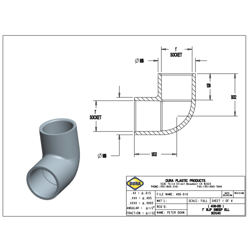 1-Inch 90-Degree Elbow, Slip x Slip Each