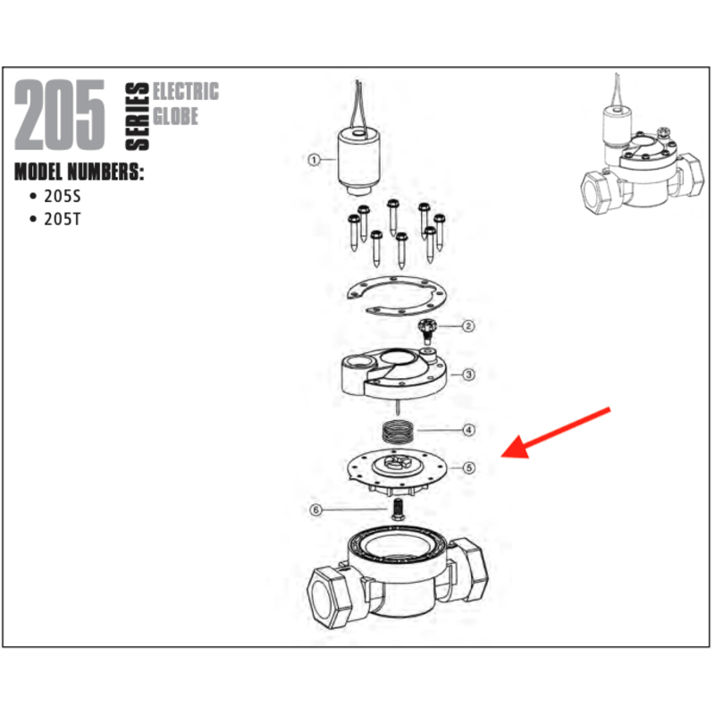 100232-H, 1" Valve Diaphragm Assembly 205 & 205A