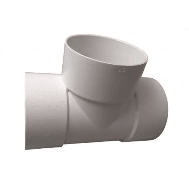 6" White Hub x Hub x Hub PVC  Tee