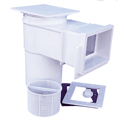 Complete Skimmer Vinyl/Fiberglass 2" FPT, Square Lid, White