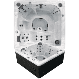 Hot Tub, 6 Person, 45 Jet, Ozone, Stereo, Sterling Marble, Gray Confer Skirting
