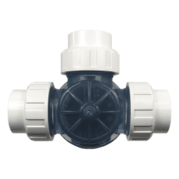 3-Way Diverter Valve, 2" Clear PVC with Unions