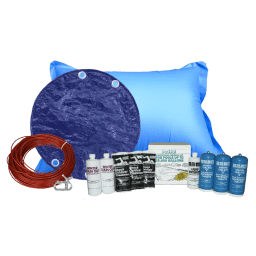 27' Round Royal Solid Cover Bundle with 35k Chemical Kit and 4' x 8' Air Pillow