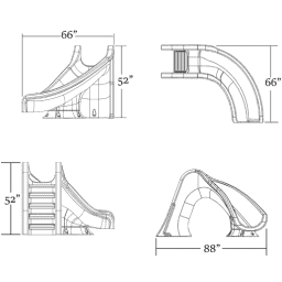 Splash Water Slide Right Turn, Gray Granite