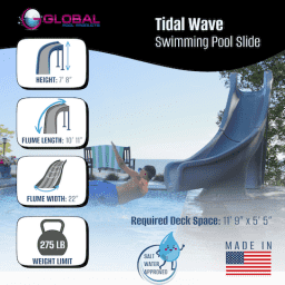 Tidal Wave Pool Slide, Gray Granite, Right Turn