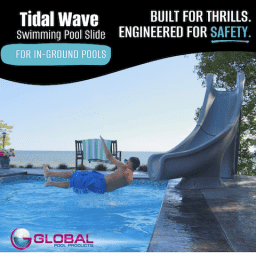 Tidal Wave Pool Slide, Gray Granite, Right Turn