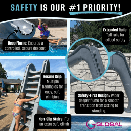 Side Winder Pool Slide, Grey - Right Turn