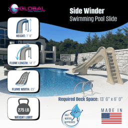 Side Winder Pool Slide, Sand - Left Turn