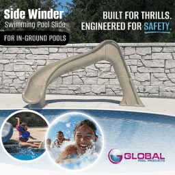 Side Winder Pool Slide, Sand - Left Turn