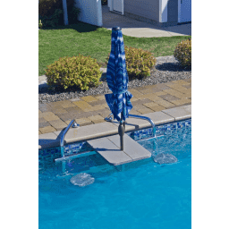 High-Top (2 Seat) Swim-Up Bar, Copper Vein Frame, Granite Sand Top and Matching Umbrella