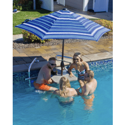 High-Top (2 Seat) Swim-Up Bar, Copper Vein Frame, Granite Sand Top and Matching Umbrella