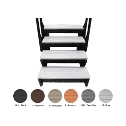 36" Black 4-Tread Spa Step with Black Frame