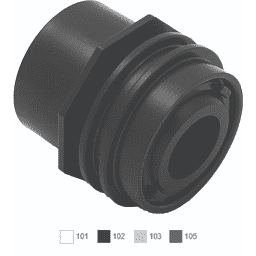 White Flush-Mount Return Fitting with 3/4" Orifice and Water Stop for 2" Pipe