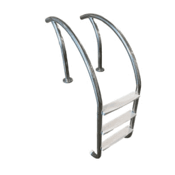 .065" Modern 3-Step Polished Ladder with White Heavy Duty Tread