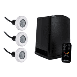 PT-6001 Fiber to LED Lightning Kit,  60W Transformer with Wireless Remote Control and 3 Treo LED Pool Light