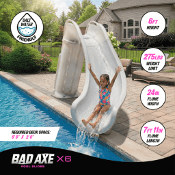 Bad Axe X6 Swimming Pool Slide, Right Turn, Silver Quartz