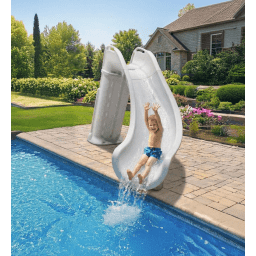 Bad Axe X6 Swimming Pool Slide, Right Turn, Silver Quartz
