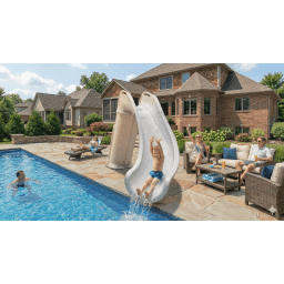 Bad Axe X6 Swimming Pool Slide, Right Turn, Silver Quartz