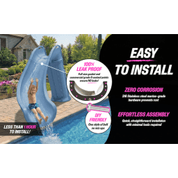 Bad Axe X6 Swimming Pool Slide, Right Turn, Blue Quartz