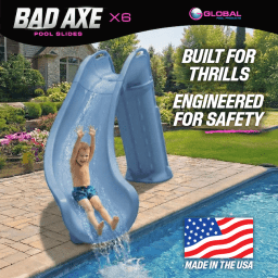 Bad Axe X6 Swimming Pool Slide, Right Turn, Blue Quartz