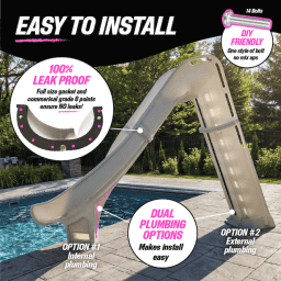 Bad Axe X6 Swimming Pool Slide, Left Turn, Blue Quartz