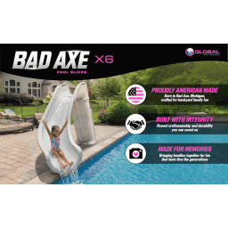 Bad Axe X6 Swimming Pool Slide, Left Turn, Silver Quartz