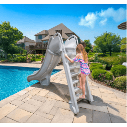 Bad Axe X6 Swimming Pool Slide, Left Turn, Silver Quartz