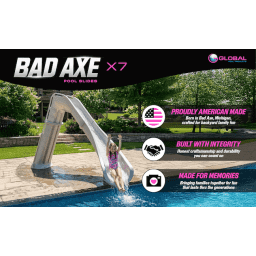 Bad Axe X7 Swimming Pool Slide, Right Turn, Silver Quartz